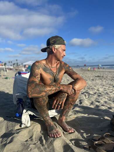 Young Tattooed Cyclist - Alternate Photo