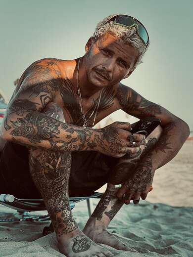 Young Tattooed Cyclist - Alternate Photo